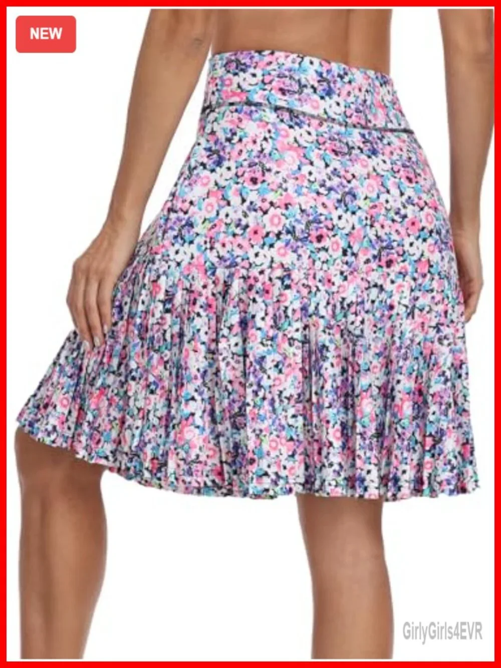 Women's Pleated Golf Skort with Pockets Built-in Shorts Knee-Length Athletic